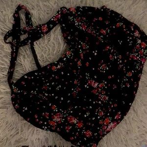 Black Floral Crop